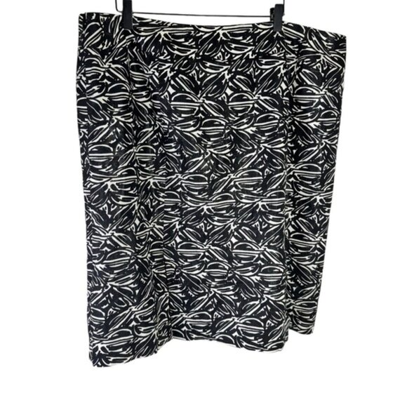 Lafayette 148 Black  White Linen Pencil Skirt Size 18 - Picture 2 of 11